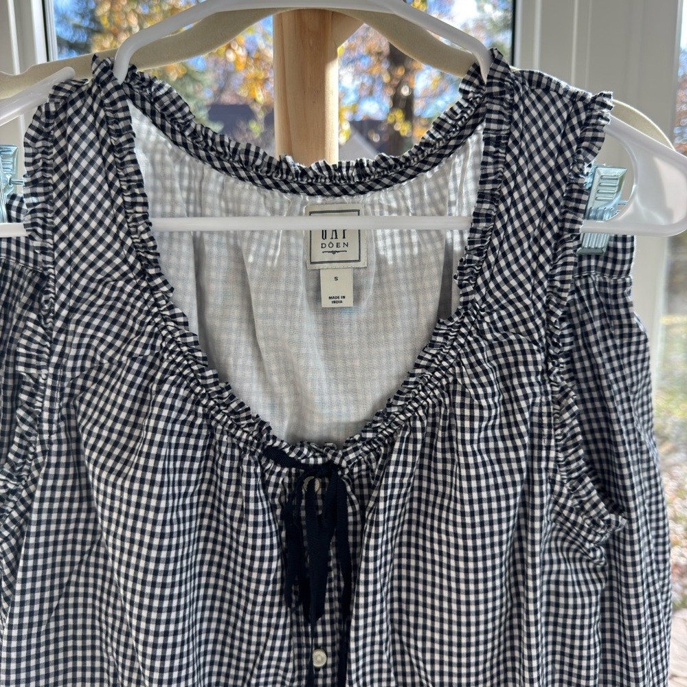 Gap × DÔEN Navy Gingham Cropped Tank & Maxi Skirt Set | Sold Out Small - Picture 3 of 7